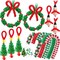Christmas Beaded Ornament Craft Kit for Kids & Adults – DIY Wreath, Candy Cane, Xmas Tree & Snowman Decorations, 40-Piece Holiday Party Supplies